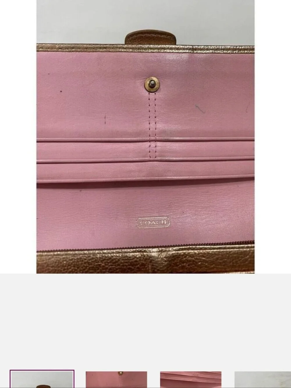 Coach Leather bronzed color wallet